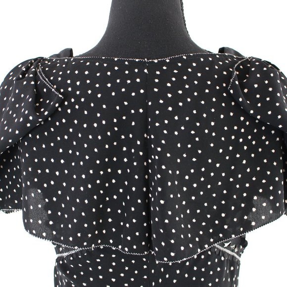 Byron Lars Beguile Black Tan Laser Cut Fit & Flare Flutter Midi Dress 2 Spotted - Picture 6 of 9